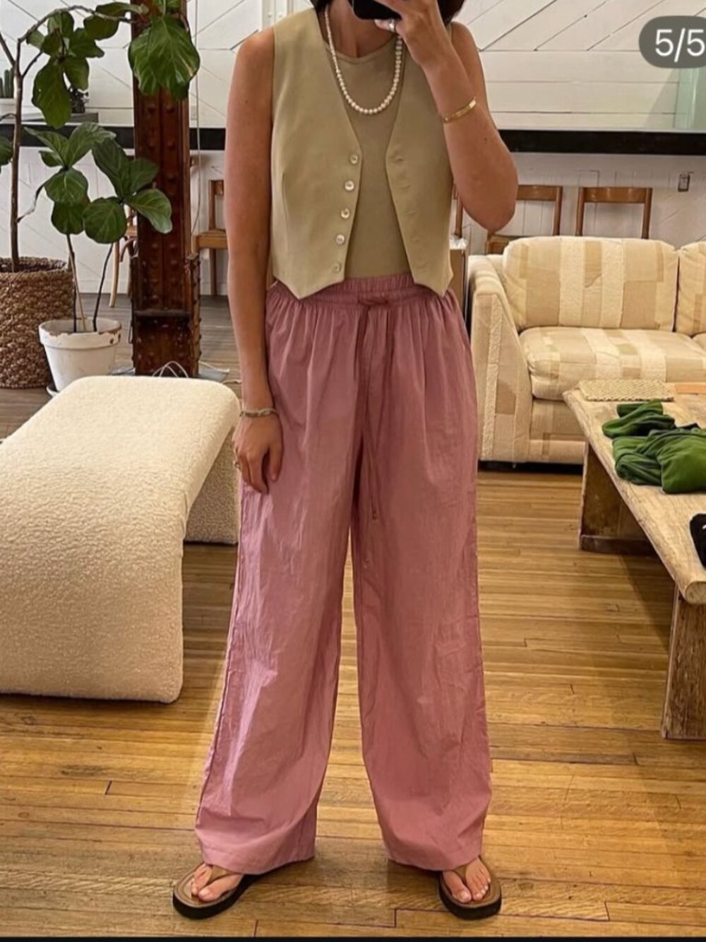 DONNI Pop pants Rhubarb Cotton Poplin Small